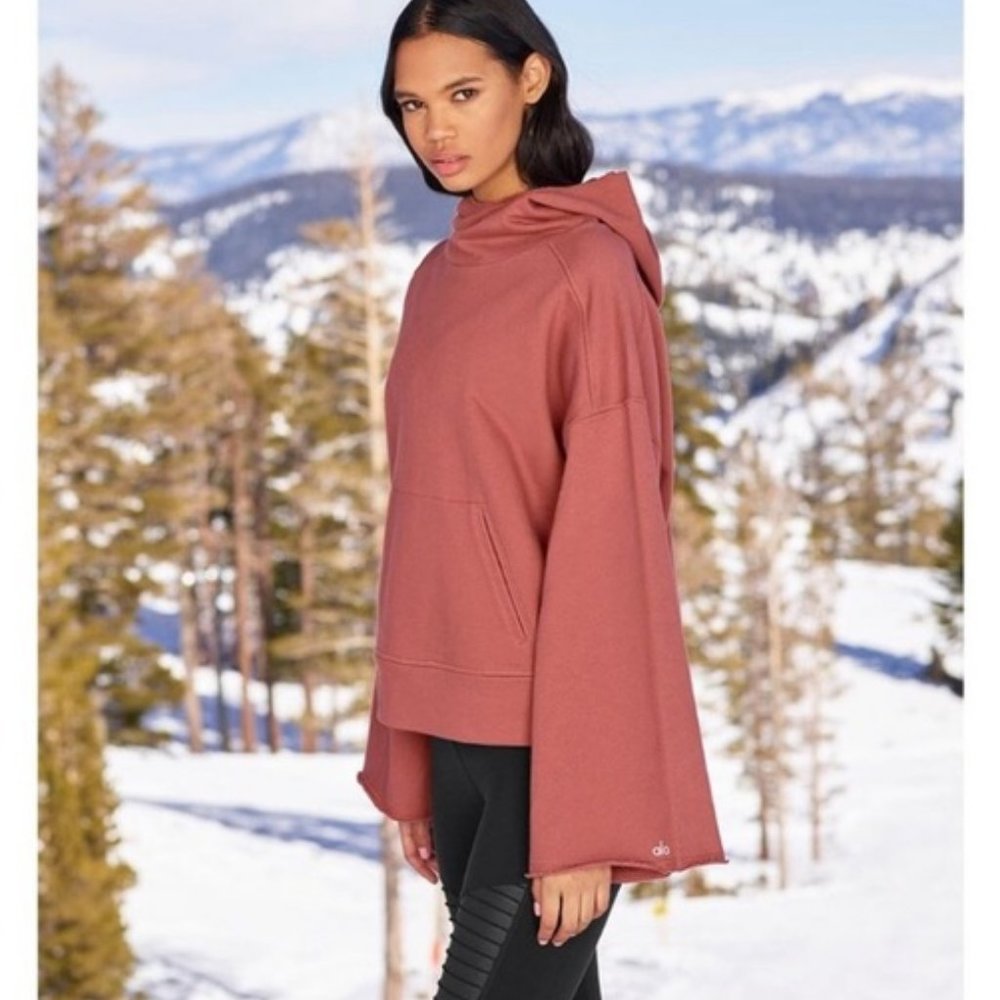 ALO Yoga Low Key Wide Sleeve Hoodie Rosewood